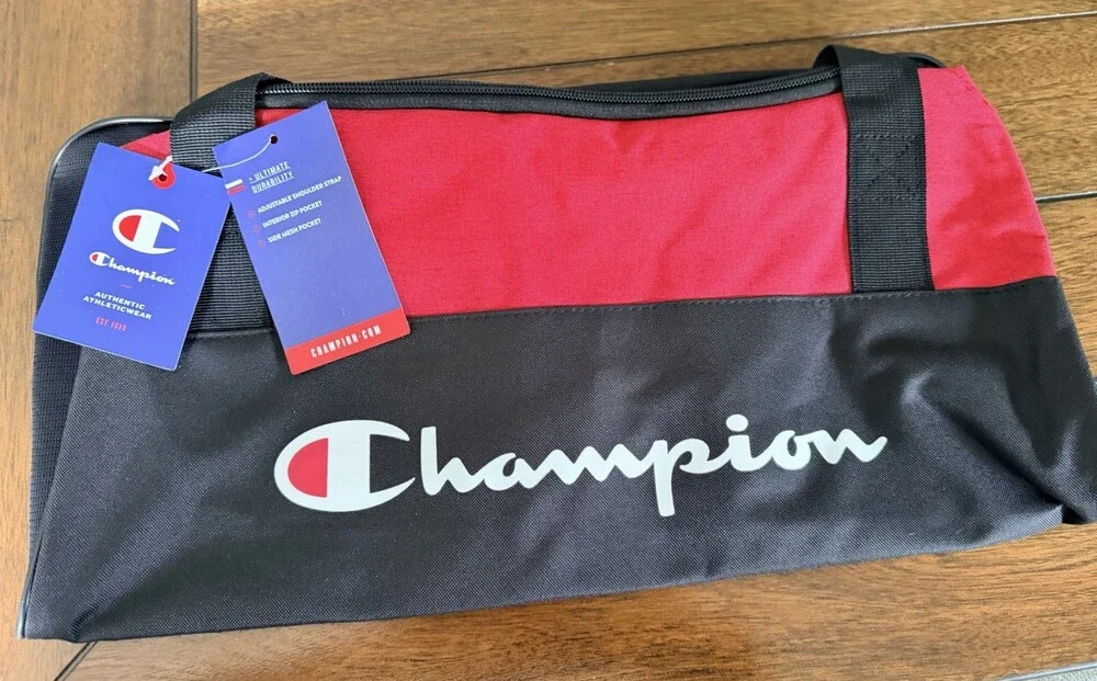 Champion Red Black Duffel Bag Gym Travel Sports Overnight Bag New With Tags
